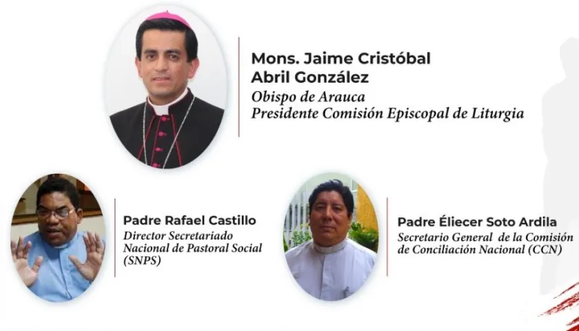 Los elegidos en Liturgia, Pastoral y Conciliación nacional, Monseñor Jaime Abril y los sacerdotes Rafael Castillo y Eliécer Soto.
