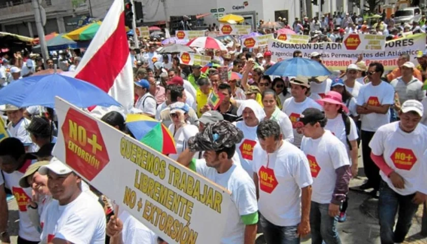 Marcha de 2013 contra la extorsión.