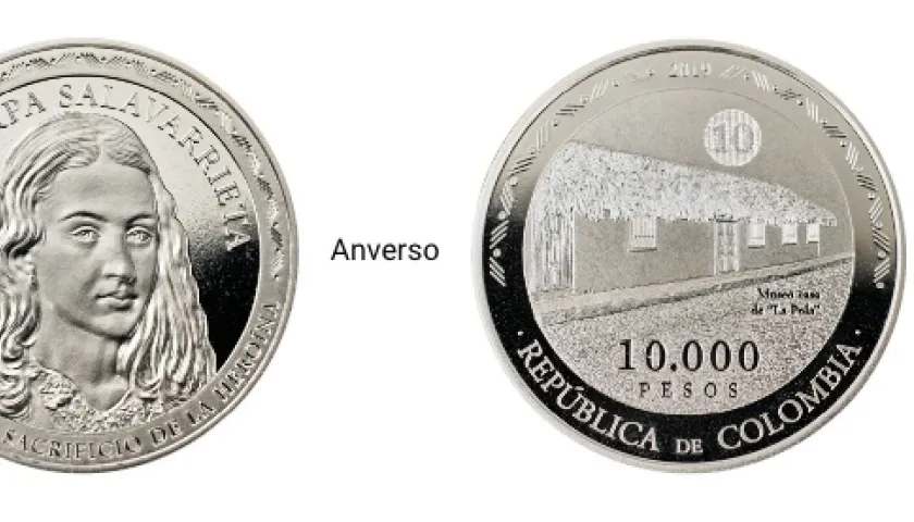 La moneda con la imagen de Policarpa Salavarrieta.