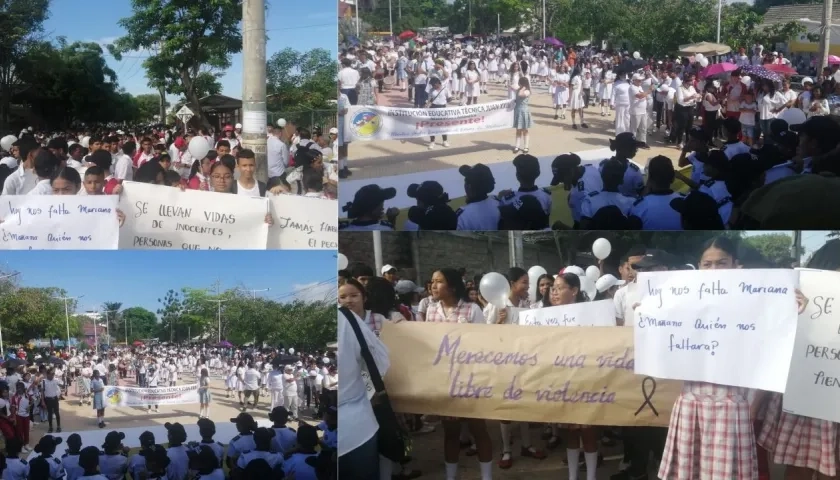 Marcha de colegios pidiendo el cese de la violencia en Malambo
