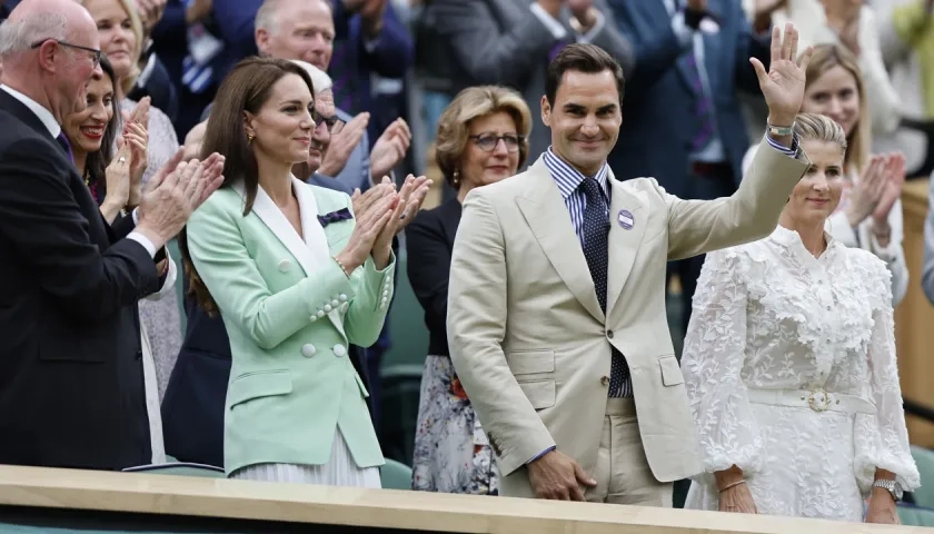 Roger Federer con la princesa de Gales y su esposa Mirka Vavrinek.