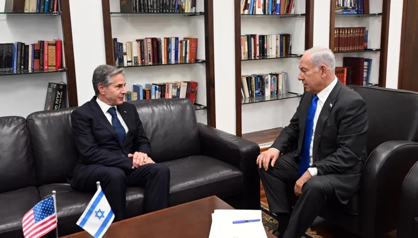 El secretario de Estado de EE.UU., Antony Blinken y el primer ministro israelí, Benjamín Netanyahu.