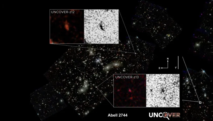 Imagen de la segunda y la cuarta galaxias más lejanas observadas.