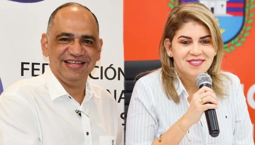 Carlos Pinedo, alcalde electo de Santa Marta; y Virna Johnson, actual alcaldesa. 