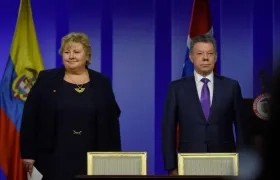 El Presidente Juan Manuel Santos y la Primera Ministra de Noruega.