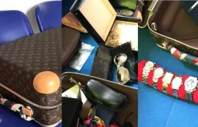 Una maleta con joyas, relojes y gafas, entre las pertenencias incautadas por la Fiscalía.