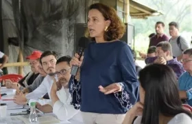 Nancy Patricia Gutiérrez, Ministra del Interior, en la mesa de diálogos.