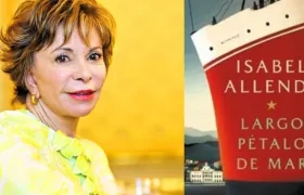 La escritora Isabel Allende y la imagen de su nueva novela.