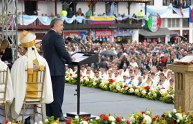 Presidente Duque durante el centenario de la consagración de la Virgen de Chiquinquirá como patrona de Colombia.