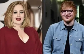 Los cantantes británicos Adele y Ed Sheeran.