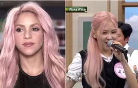 Una foto de Shakira con el look de un video; en la otra foto el look actual de Rosé de Blackpink.