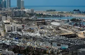 El puerto de Beirut, tras la explosión.