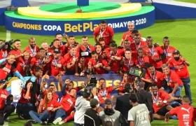 Celebración del DIM tras titularse en la Copa Colombia.