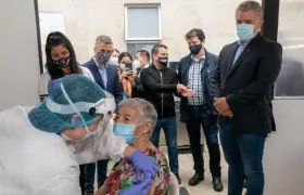 Presidente Duque en el hospital María Auxiliadora de Mosquera, Cundinamarca, en la vacunación 3 millones.