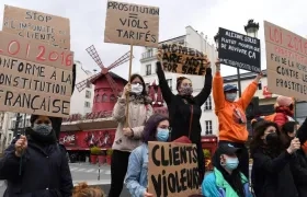 Trabajadoras sexuales durante las protestas. 