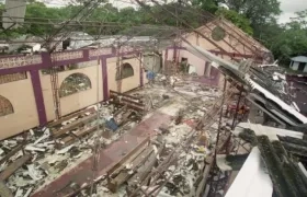 Estado en quedó la iglesia de Bojayá tras la explosión.
