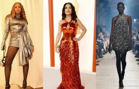 La cantante Beyonce, la actriz Salma Hayek y la modelo Alaato Jazyper Michael lucen vestidos metalizados