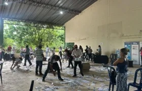 Aspecto de la destrucción del material electoral en Fonseca, La Guajira.