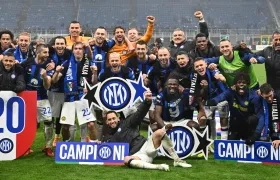 Integrantes del Inter del Milán tras coronarse campeones de la Serie A de Italia.