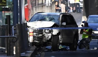 Así quedó la camioneta que atropelló a 15 personas en Melbourne.