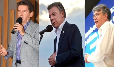Luis Gutiérrez, Gobernador de Antioquia; el Presidente Juan Manuel Santos y e MinHacienda Mauricio Cárdenas.