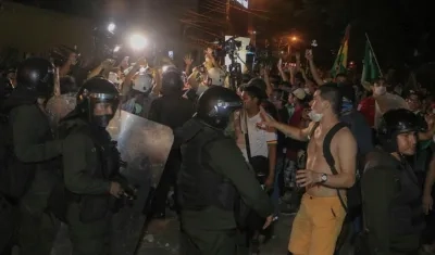 Protestas en Bolivia por los resultados electorales. 