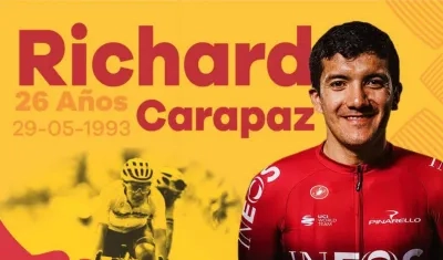 Richard Carapaz, ciclista ecuatoriano. 