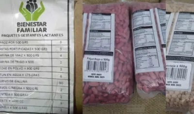 Alimentos vencidos entregados en CDI de Soledad