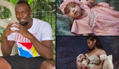 Usain Bolt presenta su hija Olimpia Relámpago.