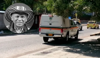 Vehículo transportando el cuerpo de Adolfo Pacheco.