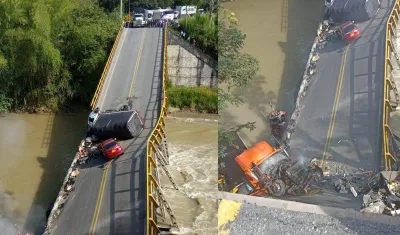 Aspecto del puente colapsado. 