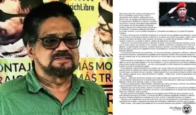 'Iván Márquez' y el documento publicado que tiene su firma.