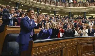 Pedro Sánchez, presidente del Gobierno español, tras ser reelegido este jueves