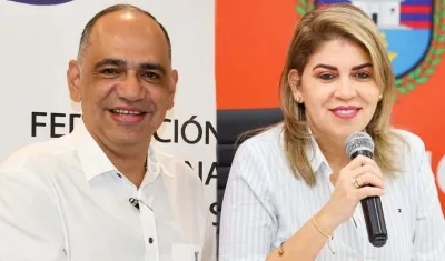 Carlos Pinedo, alcalde electo de Santa Marta; y Virna Johnson, actual alcaldesa. 