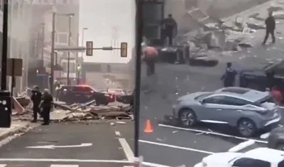 El hotel en Texas minutos después de la explosión