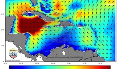 Dirección de los vientos en el Mar Caribe Colombiano. 