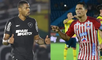Junior Santos y Carlos Bacca, goleadores de Botafogo y Junior. 