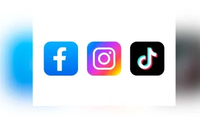 Logos de Facebook, Instagram y Tik tok.