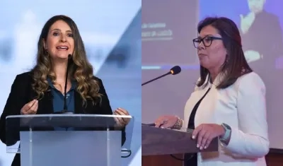 La senadora Paloma Valencia y la nueva fiscal, Luz Adriana Camargo.